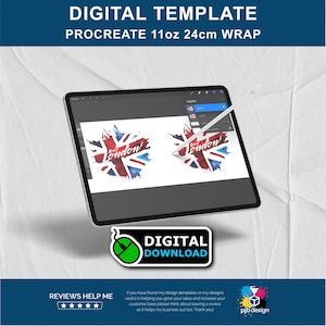 Procreate 11oz Mug Wrap Template: 24cm Grid Design (Digital Download)