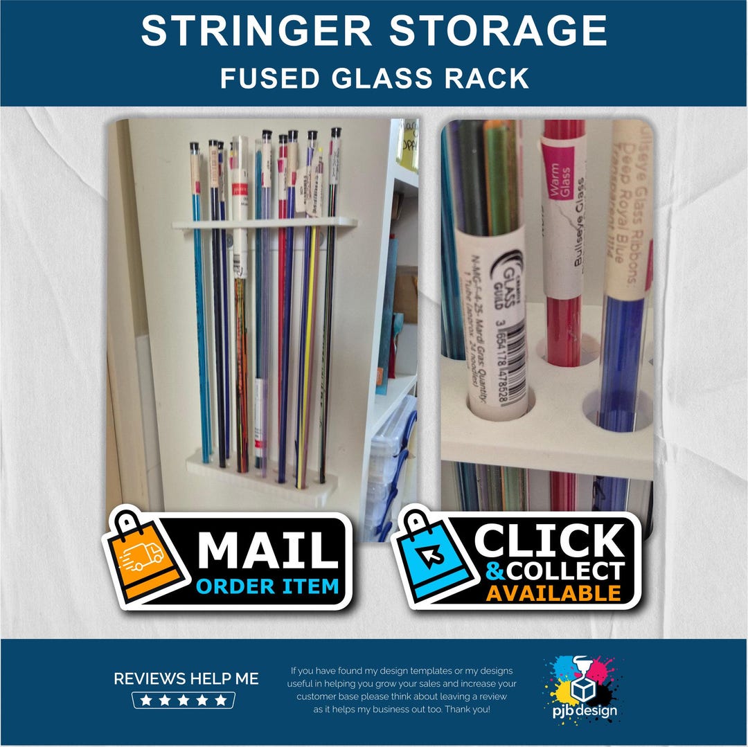 Stringer In Storage Rack Fused Glass Stringer & Ribbon Tube Rack: Wall Mounted Storage 3D ...