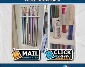 Fused Glass Stringer &  Ribbon Tube Rack: Wall Mounted Storage 3D Printed