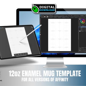 Szablon projektu opakowania na kubek emaliowany o pojemności 12 uncji: Affinity Studio Design Layout DTF Transfer & Sublimation (pobranie cyfrowe) zdjęcie 1