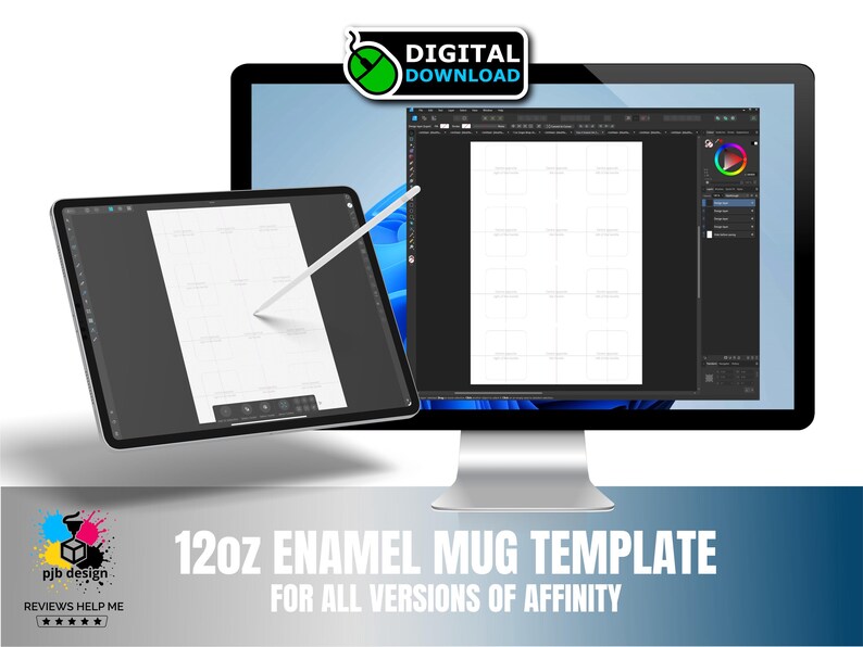 Szablon projektu opakowania na kubek emaliowany o pojemności 12 uncji: Affinity Studio Design Layout DTF Transfer & Sublimation (pobranie cyfrowe) zdjęcie 1