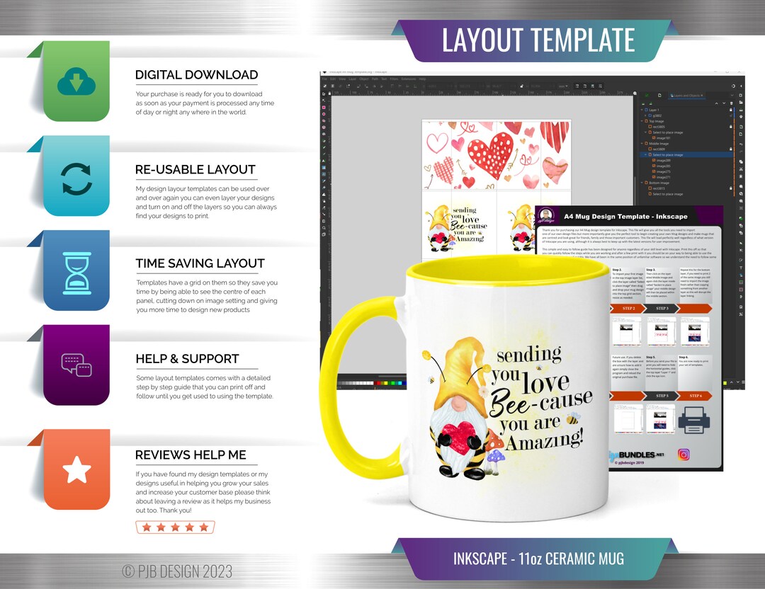Mug Design Template Layout for Inkscape Perfect Layout Tool for