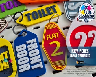 Oversized 3D Printed Keyring: Customizable Colors & Styles