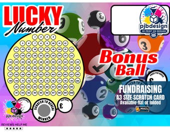 A3 Scratch Card Fundraiser: Lucky Number & Bonus Ball Reveal