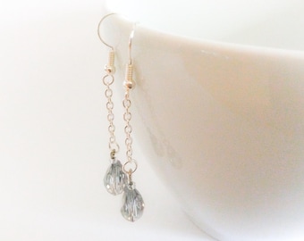 Crystal drop earrings/ chain earrings/ women's gift/ Czech glass earrings/ sparkle earrings/ bead jewellery/ chain jewellery/ on trend/ chic