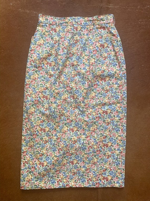 Vintage 1980's Floral Denim Skirt