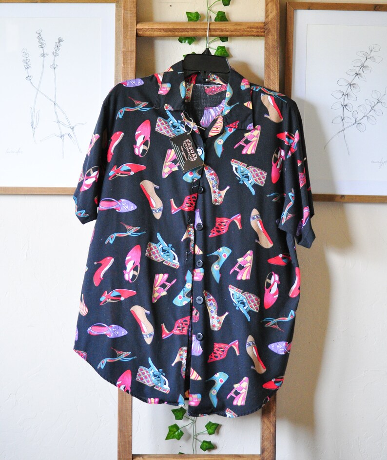 Vintage Shoe Blouse Size Medium