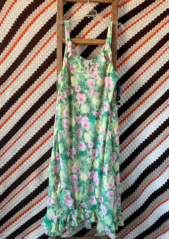 Deadstock Mlle Gabrielle 1990's Green Floral Maxi 