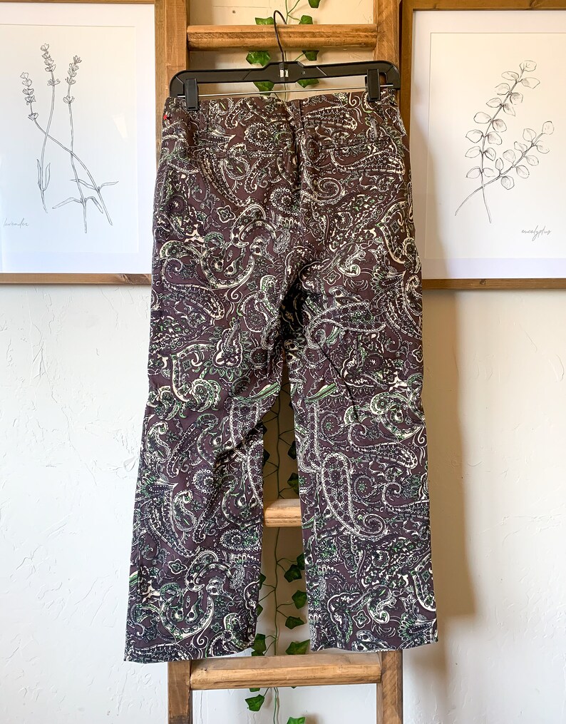 2000's Brown Paisley Capri Pants Size 4 Etsy