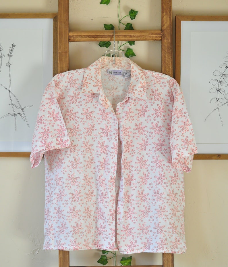 Vintage 1980/'s Floral Button Down Blouse Size Medium