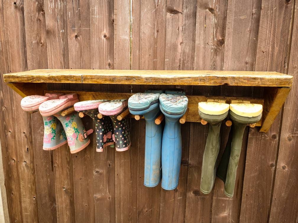 Wooden outdoor welly rack garden tool storage hanger and Etsy