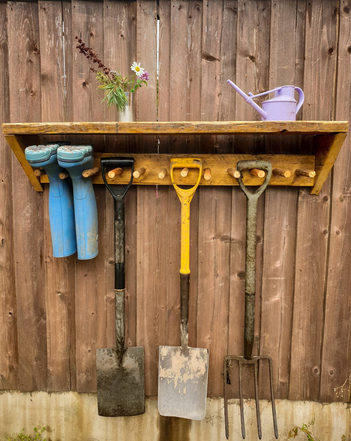 Wooden outdoor welly rack garden tool storage hanger and Etsy