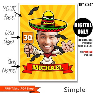 Pin the Mustache,Pin the Moustache,Pin the Stache,Birthday Poster,Pin the Tail,Milestone Birthday,Personalized Poster,Fiesta,DIGITAL FILE