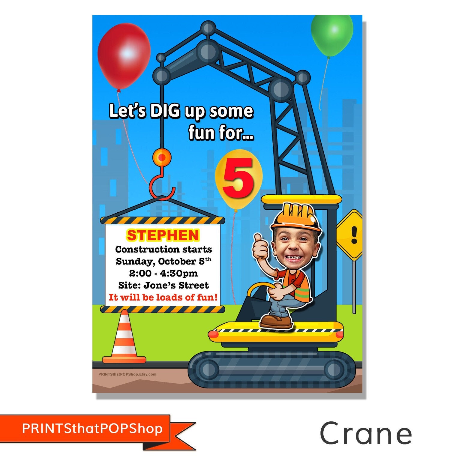 Crane OperatorConstruction Birthday InviteConstruction InviteTractor PartyOutdoor BBQDump TruckPhoto InviteBuilderBoys