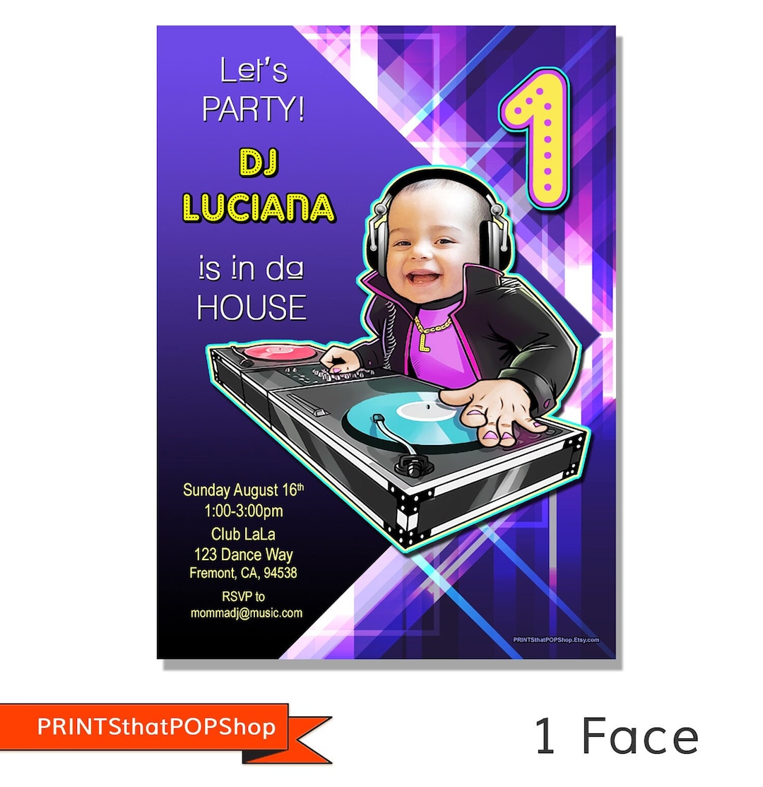 DJ Party Invitation,dj Dance Party,glow Dance Party Birthday,dance