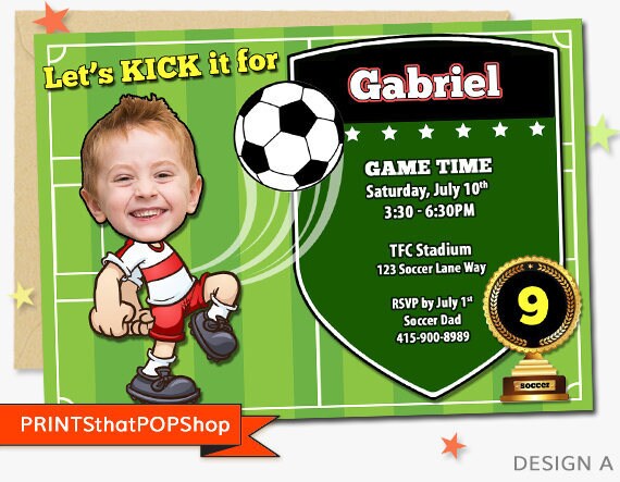 Soccer Invitation,Soccer Birthday Invitation,Custom Face Invites,Soccer,Sports Birthday,Milestone Birthday,Soccer Card,Sports Invite,Sibling Il_570xn