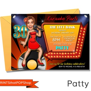 Karaoke Photo Invitation,Karaoke Party,Music Birthday,Any Age,Milestone Birthday,Singing Birthday,Face invitations,Bachelorette Party,Photo