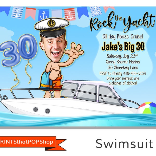 Rock the Yacht Birthday Boat Party Invitation,Retirement Yacht Invite,Milestone Yacht Party,Boat Party,Ocean Cruise Party,Digital Invitation