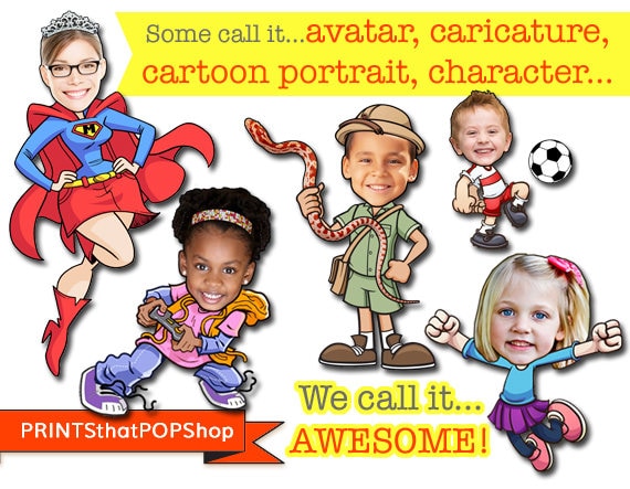 Custom Portrait,Face Avatar,Personalized Cartoon,Anime Portrait,Custom Illustration,Social Media Icon,T-shirt Decal,Etsy Icon,Blog Icon,Kids Il_570xn