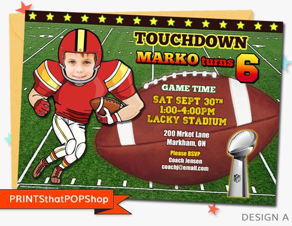 Football Invitation American Football Birthday Invitation Custom