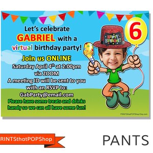 Virtual Party Invitation,Online Party,Drive By Birthday Party,Virtual Birthday,Custom Face Card,Photo Face Invite,Long Distance Online Party image 2