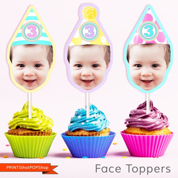 Download Face Toppers,Cupcake Face Toppers,Donut Custom Face Toppers,Custom Cake Toppers,Birthday Face Cutouts,Digital Download Cupcake Face Il_570xn