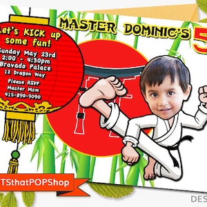 Invito di karate, fratelli, invito di arti marziali, invito personalizzato, invito di compleanno di karate, taekwondo, compleanno importante, festa di kickboxing