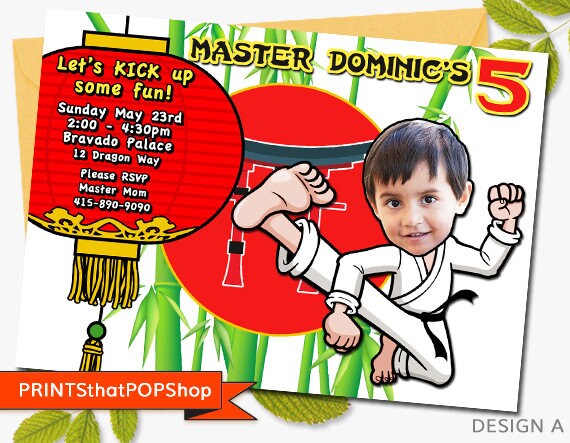 Karate Invitation,Siblings,Martial Arts Invitation,Custom Face Invite,Karate Birthday Invitation,Tae Kwon Do,Milestone Birthday,Kick Party Il_570xn
