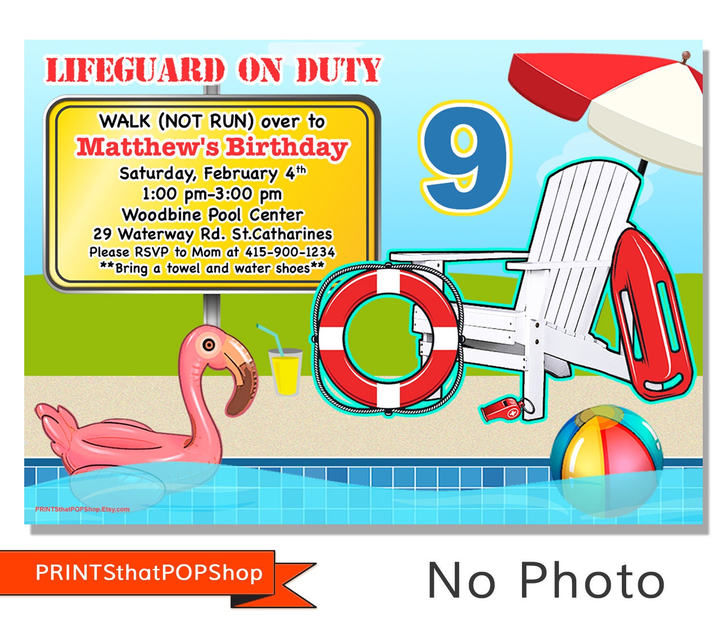 Lifeguard Theme Birthday,beach Party Invitation,beach Birthday,pool ...