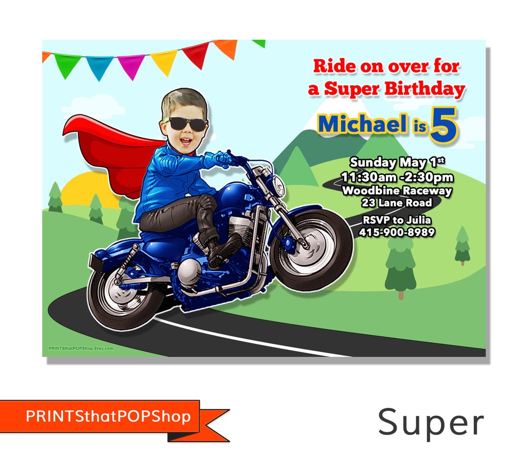Motorcycle Invitation,motorcycle Birthday Invitation,milestone Birthday ...
