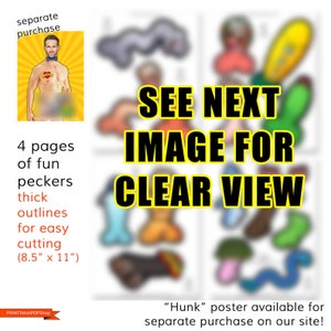 Mature,Extra Peckers,Extra Junk for pinning on the Hunk Game,Bachelorette Party Game,Extra Junk on Hunk Cutouts,NO Poster included,INSTANT