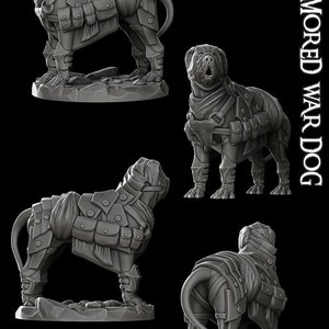 Armored War Dog Miniature Dungeons and Dragons Miniature RPG Tabletop Resin 3D Printed image 2