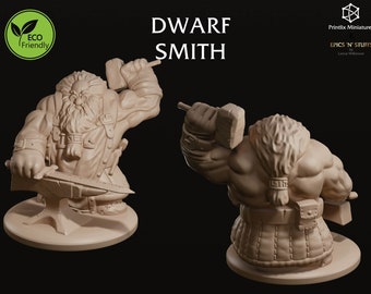 Dwarven Smith Miniature | Dungeons and Dragons Miniature | RPG Tabletop Resin 3D Printed