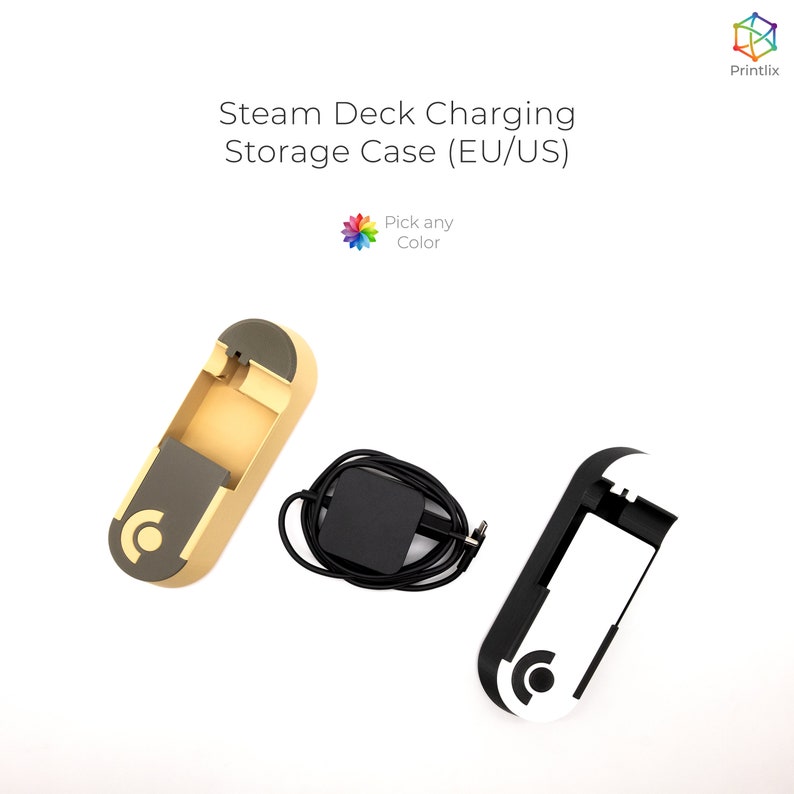 Valve Steam Deck Charging Storage Case EU/US PLA 3D Printed image 4