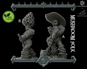 Mushroom Folk | Miniature | Dungeons and Dragons Miniature | RPG Tabletop Resin 3D Printed