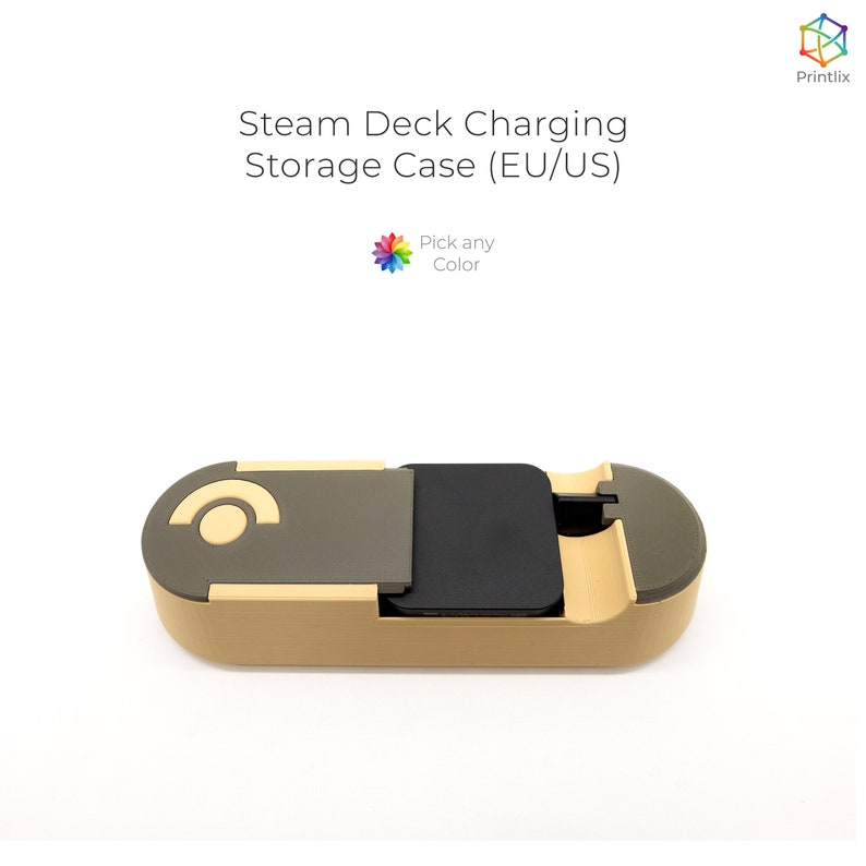 Valve Steam Deck Charging Storage Case EU/US PLA 3D Printed image 2