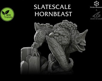 Slatescale Hornbeast | Miniature | Dungeons and Dragons Miniature | RPG Tabletop Resin 3D Printed