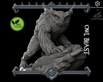 Owl Beast | Miniature | Dungeons and Dragons Miniature | RPG Tabletop Resin 3D Printed