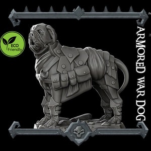 Armored War Dog Miniature Dungeons and Dragons Miniature RPG Tabletop Resin 3D Printed image 1