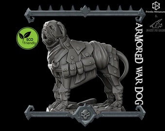 Armored War Dog | Miniature | Dungeons and Dragons Miniature | RPG Tabletop Resin 3D Printed