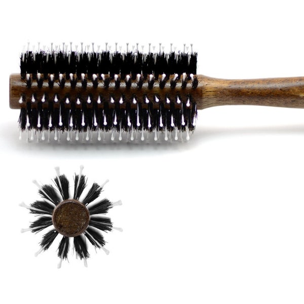 Round hair brush - Boar bristle hair brush - Natural bristle hair brush - Anti static hair brush - Detangling brush for natural hair