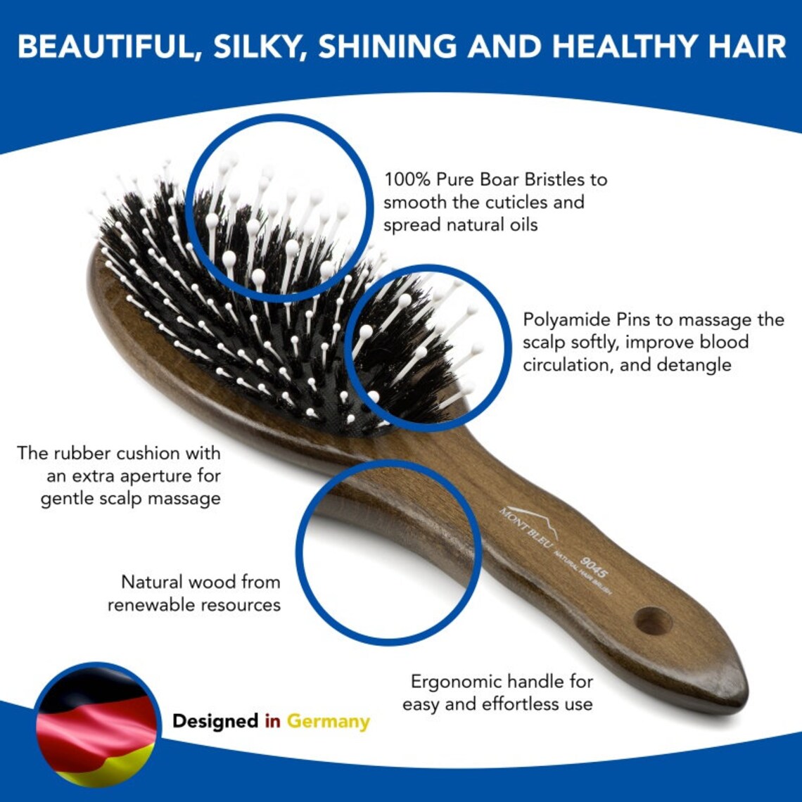 Paddle Brush for All Types of Hair Best Brush for Thick Hair Wooden