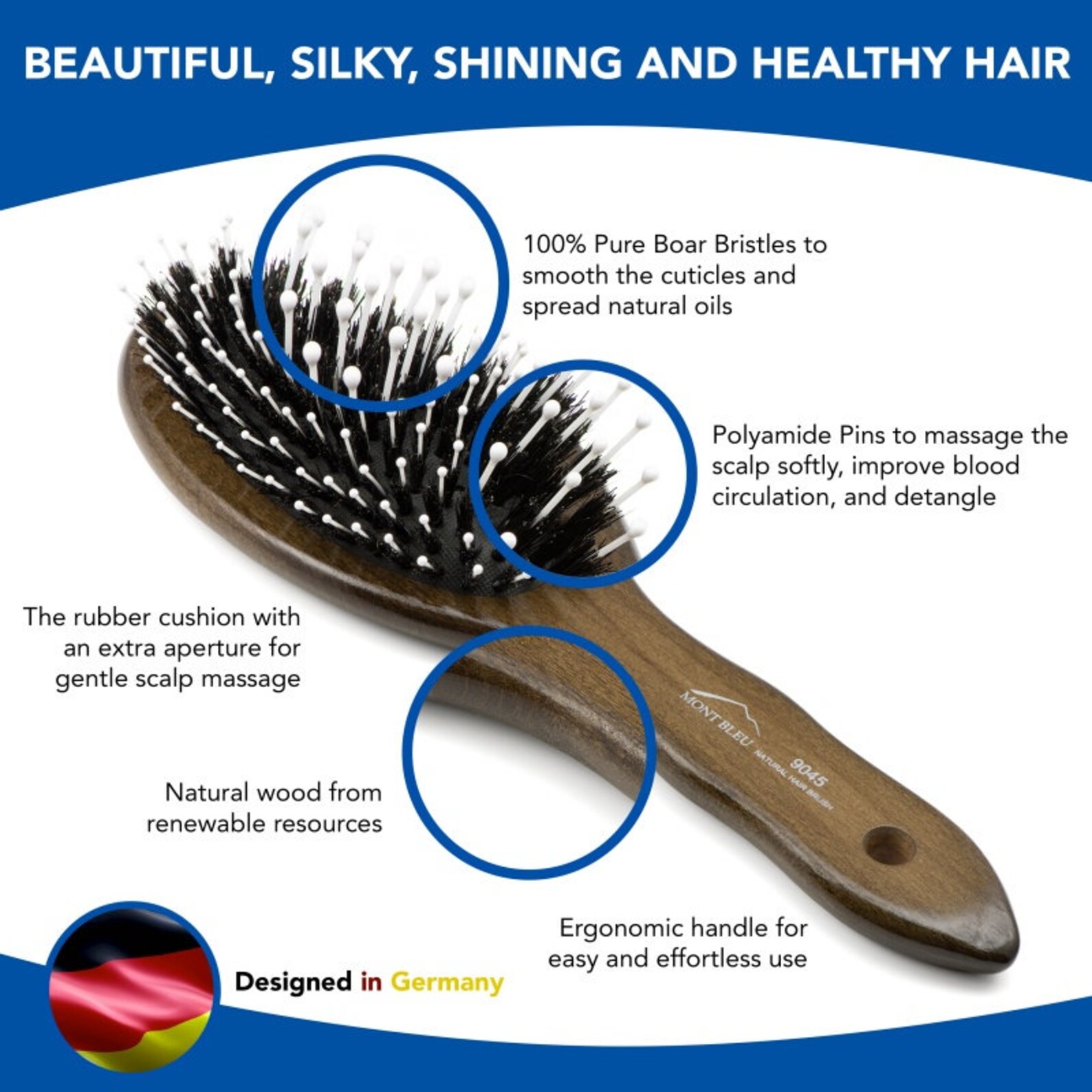 Paddle Brush for All Types of Hair Best Brush for Thick Hair Wooden Bristle Brush Best Comb for