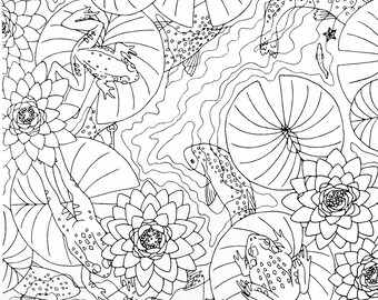 Lotus Coloring Page Etsy
