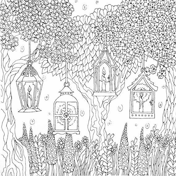 Coloring Book Page Lanterns | Etsy