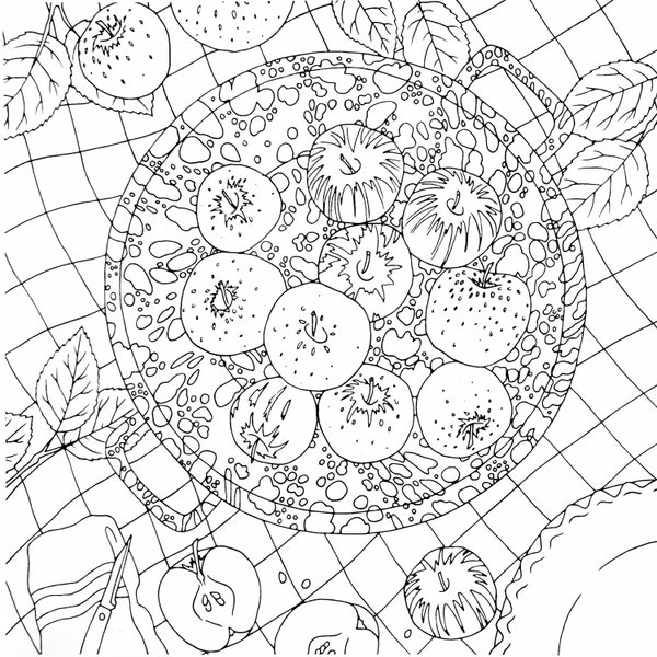 Coloring book page- Apples