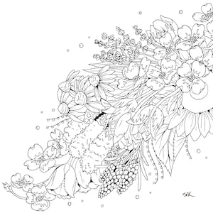 Coloring book page- Flower Swoosh