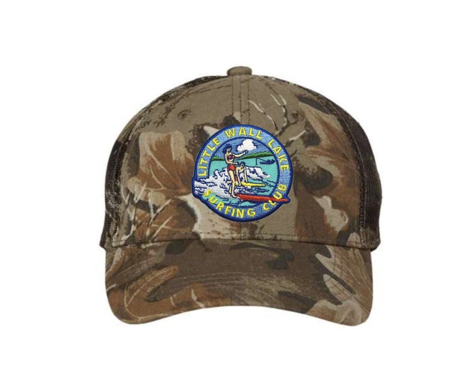 Little Wall Lake Surfing Club Camo Trucker Hat