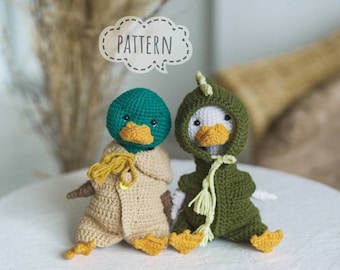 Duck toy crochet PATTERN in english Crochet amigurumi bird Stuffed mallard pattern