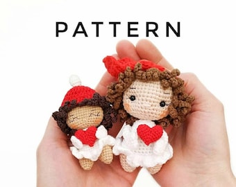 Crochet doll pattern Amigurumi doll Crochet brooch Pdf pattern in english